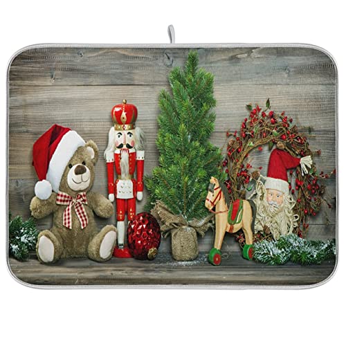 Vintage Nussknacker Abtropfmatte 18 x 24 für Küchentheke Dekor Weihnachtsdekoration Schnell Saugfähig Geschirr Pad Baby Flaschenregal Abtropfmatten Hitzebeständig Küchenzubehör Cover
