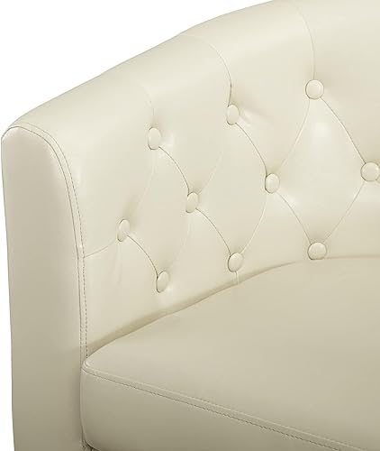 Miniatura 9 de Emma - Silla decorativa, silla de barril de piel sintética copetuda con botones, silla decorativa moderna de mediados de siglo, sillón cómodo,