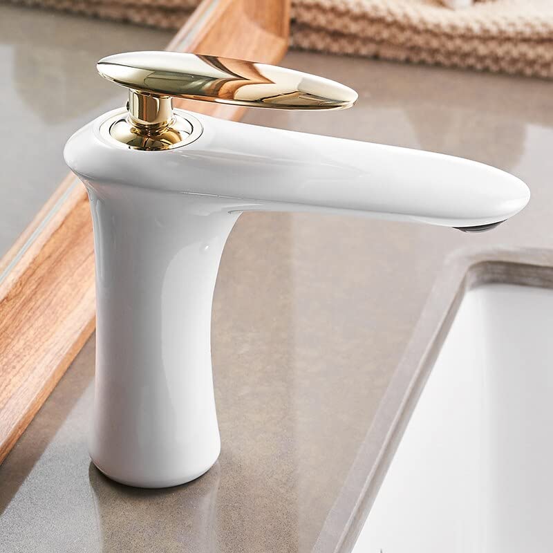 Robinet de lavabo JCAKES anti-calcaire blanc chaud et froid
