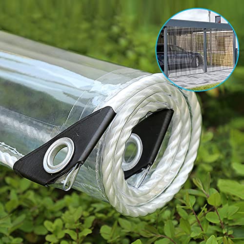 Lona transparente resistente al agua de 4 m x 9,5 m, resistente al desgarro y plegable, cubierta protectora universal con ojales para muebles de jardín, piscina, coche, camión, cubierta impermeable