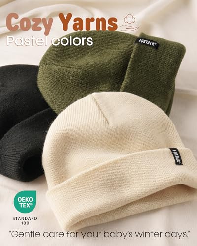 FURTALK Baby Beanie Knit Winter Hats 3 Pack for Infant Toddler Kids Skull Caps2