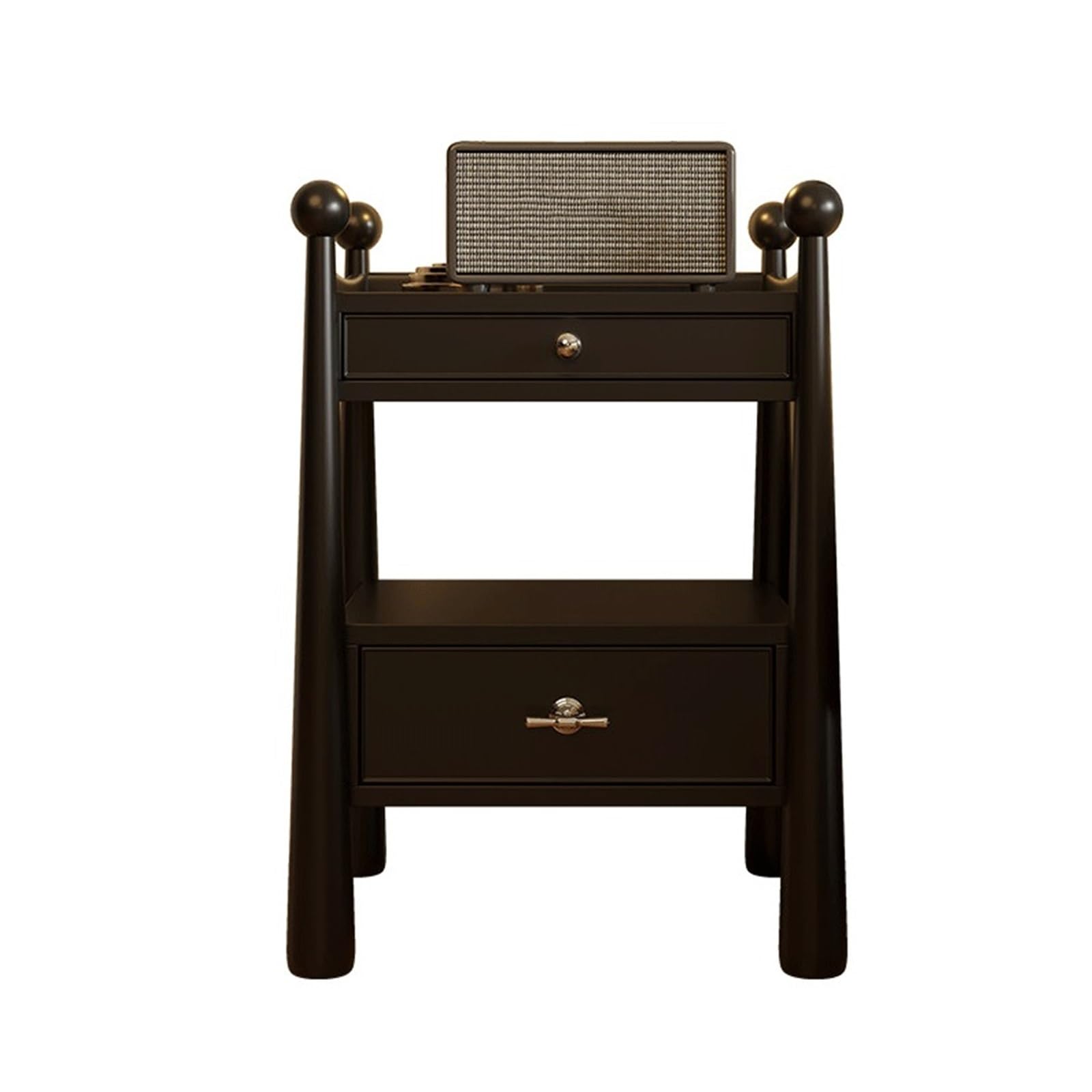 HLHLOP777 Nightstand Black Bedside Table Bedroom Cabinet with 2 Drawers for Living Room Bedroom Furniture(Small)