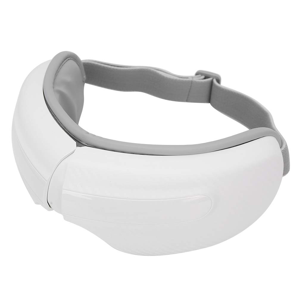 Masajeador de ojos, Masajeador de ojos eléctrico con calor, Masajeador relajante para el cuidado de los ojos con compresas calientes, Masajeador recargable de música a presión de aire(Blanco)