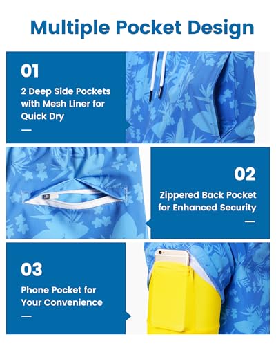 Image of maamgic Mens Swim Trunks with Compression Liner 7 Inch Inseam Mens Bathing Suit Quick Dry Swimming Trunks Swimsuit