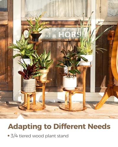 Support de fleurs rond en bois avec structure d'angle stable - 8