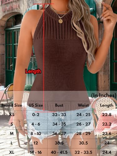 Image of ChiaoLezhee Women's Summer Knit Tank Tops, Racerback High Neck Lightweight Sweater Vest, Dressy Casual Outfits