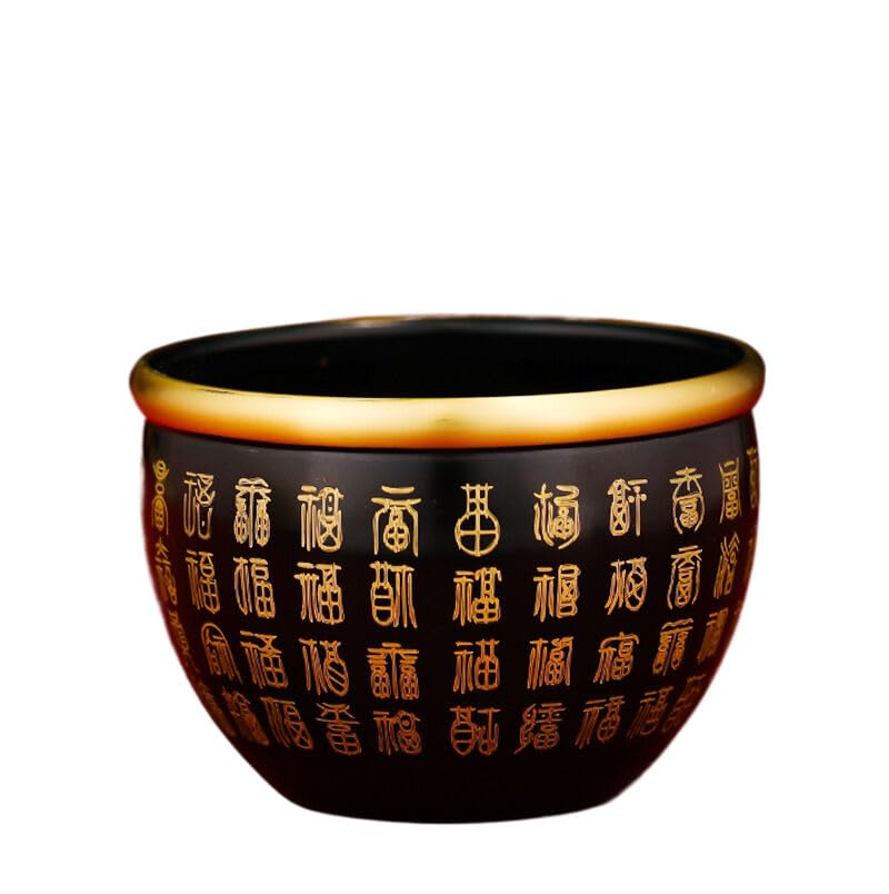 OUSIKA 百福铜缸纯黄铜米缸招财进宝聚宝盆 Cornucopia,jubaopen 摆件客厅家居聚财特大号存钱罐 Piggy Bank