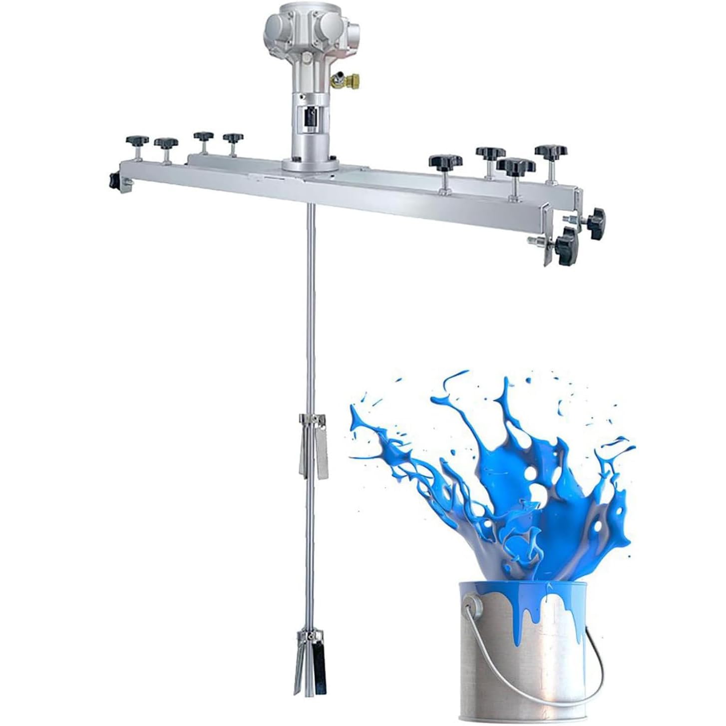Agitatore Pneumatico Da 3/4 Di Cavallo Con Tavola Orizzontale Regolabile Da 65 A 125 Cm, Agitatore Per Secchio Da 0 A 2600 Giri/min, Diametro Della Girante 250 Mm, Per Miscelare Soluzioni A Media