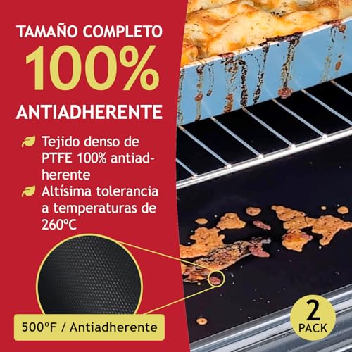 SPARES2GO Revestimiento antiadherente para horno (paquete de 2) - Alfombrilla de teflón universal grande para hornear, protector de fondo de cocina, revestimientos con convección asistida (40 x 50cm) - Imagen 4