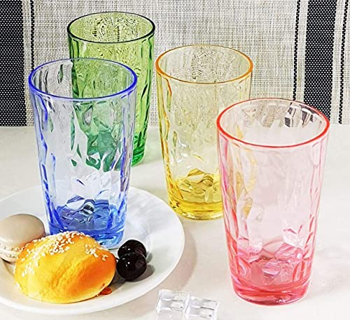 Veiledgem [Feel Like Glass] 15 Oz 8-Piece Premium Unbreakable Drinking Glasses Plastic Tumblers Dishwasher Safe Bpa Free Acrylic Juice Glasses Highball Water Glasses (4 Colors) #TOP6
