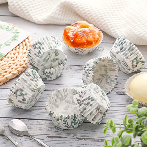 Willbond 300 Pieces Greenery Cupcake Liners Greenery Cupcake Wrappers Baking Cups Baking Liners Holders For Baby Shower Wedding Bridal Showers Birthday Party Decorations #TOP3