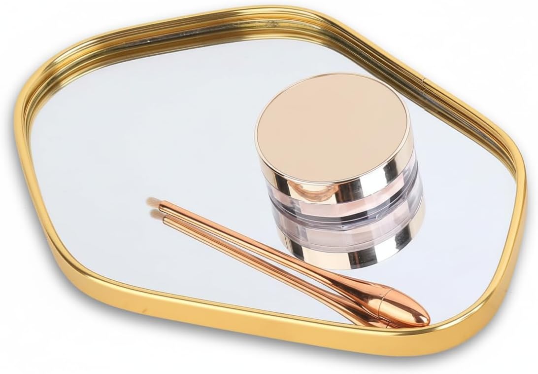 Elegant Gold Mirror Perfume Tray Organizer, Non-Slip Vanity Makeup Tray for Jewelry, Cosmetics, Bathroom Storage, Coffee Table Decor, Dresser Organizer, Gift Idea (26 * 21.5 * 1.5 cm)
