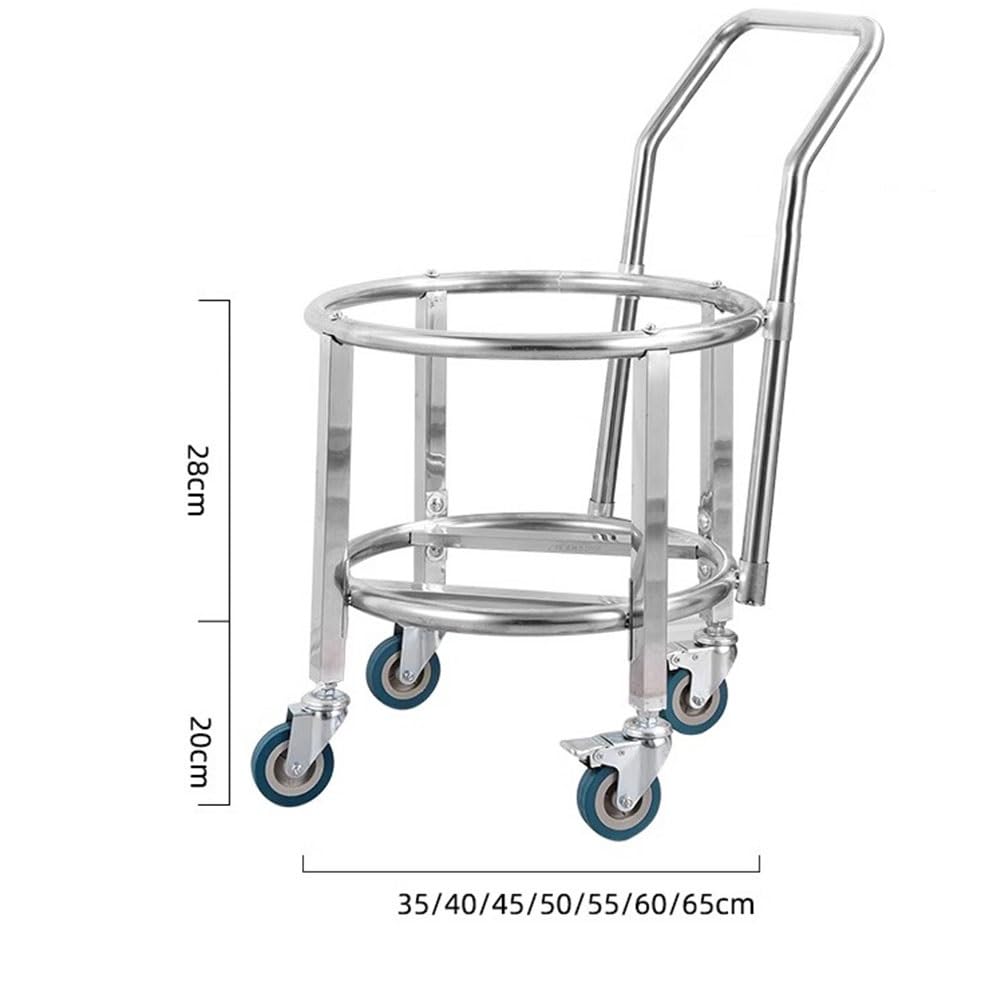 Carro de Acero Inoxidable con Soporte para Olla, Carrito móvil para Sopa con Ruedas para Restaurante, Cantina, barriles de Almacenamiento en Movimiento, Cubo de Leche (Color: Plata, tamaño: 35 cm)