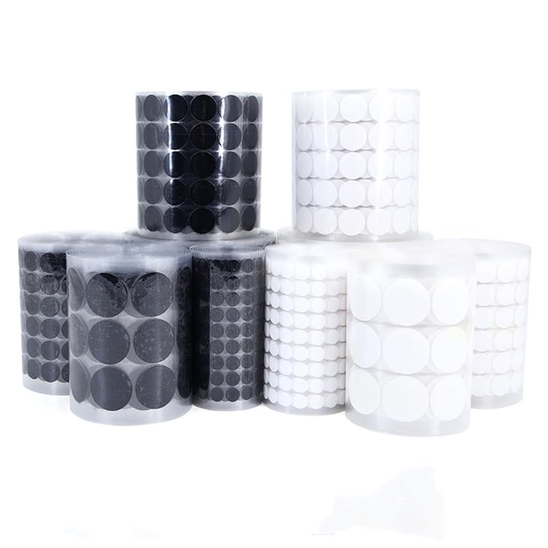 1000-2000 Pares 10/15/20mm Puntos autoadhesivos Cinta de sujeción Transparente for bebés Pegamento Fuerte Pegatina Monedas Redondas Gancho Cinta Adhesiva (Color : 20mm Black, Size : 2000pairs Loop h