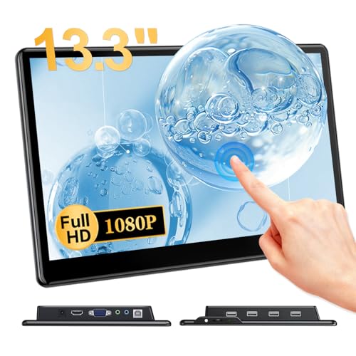 JUNEBOX 13.3' Portable Touch Screen, VESA 1080P Touch Screen, HDMI VGA 10 Point Port, Ultra Thin Touch Screen for Laptop PC Macbook Phone PS Xbox...