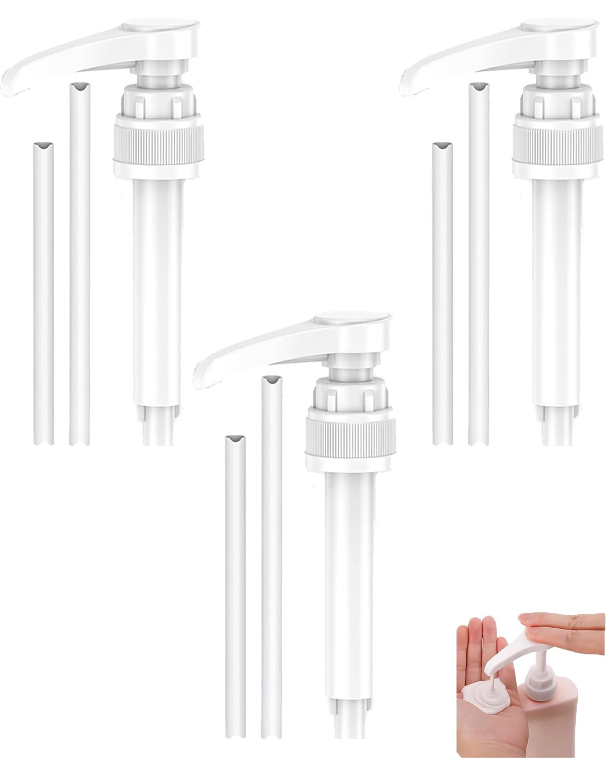 3 PCS Syrup Dispenser Set, Pump Dispenser Set with Pump and Tubes, Reusable Dispenser Pump for Coffee Accessories, Restaurant Equipment, Coffee Syrup Pump for Home, Cafes, Bars, Restaurants (White)