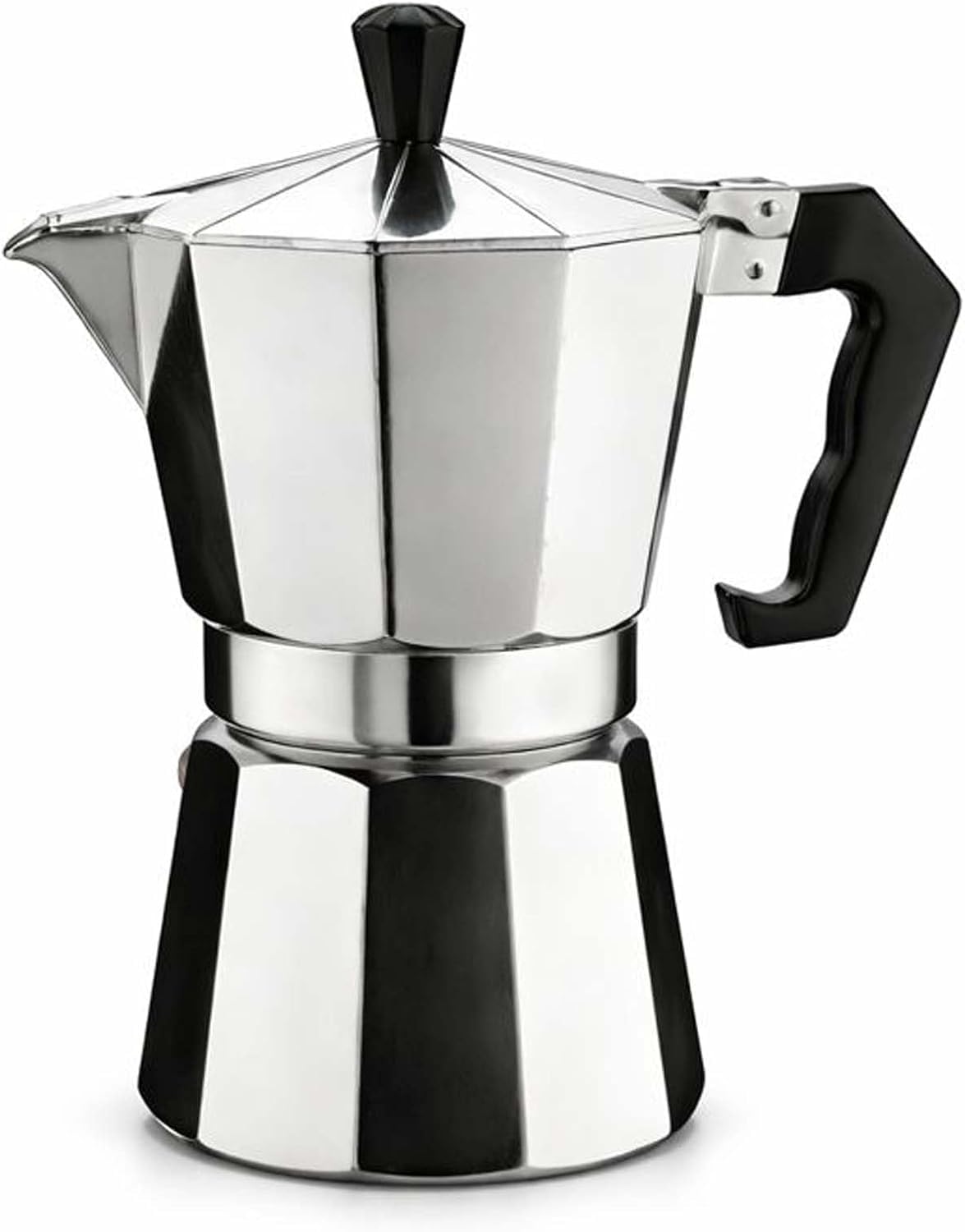 PNJB Aluminium Moka Pot Coffee Maker, 3 Cup Capacity, Heat-Resistant Handle, Octagonal Design, Rich, Strong & Authentic Espresso at Home, Perfect for Espresso, Cappuccino & Latte Lovers