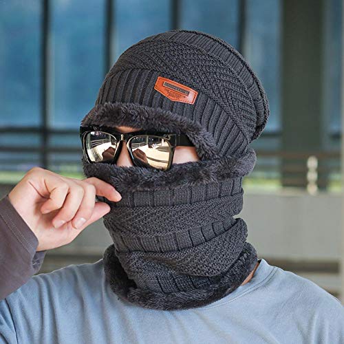 knowledgi Conjunto de Bufanda de Gorro de Invierno, Forro de Lana de Punto cálido con Forro Suave y cómodo para Invierno Unisex