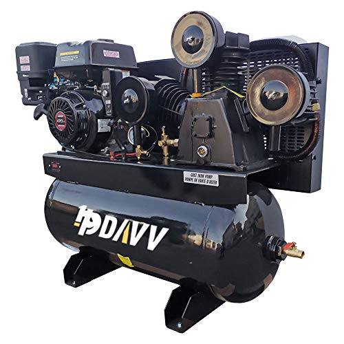 HPDAVV Gas Driven Piston Air Compressor 13HP - One Stage - 30 Gal Tank - 43.5cfm @ Max 125psi - 420CC Engine - for Service Trucks Fit for Ford F-150 Truck Bed
