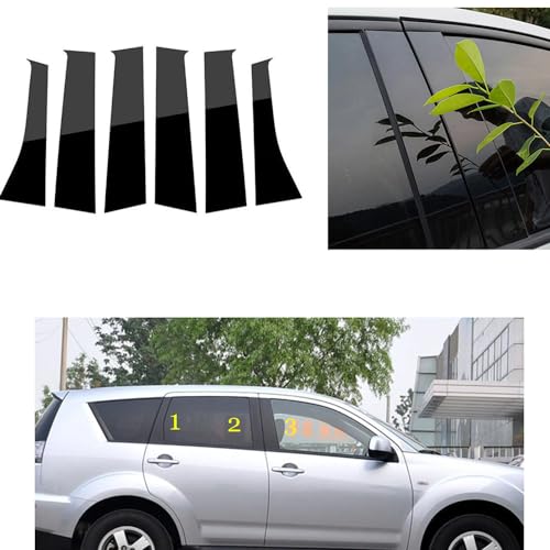 Embellecedores para pilares de ventanillas Mitsubishi Outlander 2006-2012, kit de 6 piezas negras 2