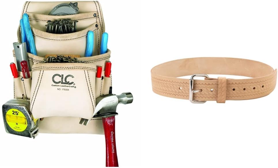 CLC Custom Leathercraft 179354 Carpenter's Nail and Tool Bag Reversed Top Grain, 10 Pocket