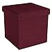Intirilife Pouf Pliable 30x30x30 cm en Rouge Cerise - Siège en Cube avec Espace de Rangement et Housse en Tissu avec Creux - Siège en Cube Repose-Pieds Coffre de Rangement Pouf Coffre