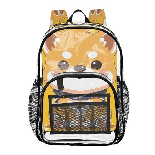 Cute Kawaii Dog Clear Backpack - Stadium Approved Large 15.7-inch Waterproof Transparent Bag for Sports, Concerts, Work, Travel#351