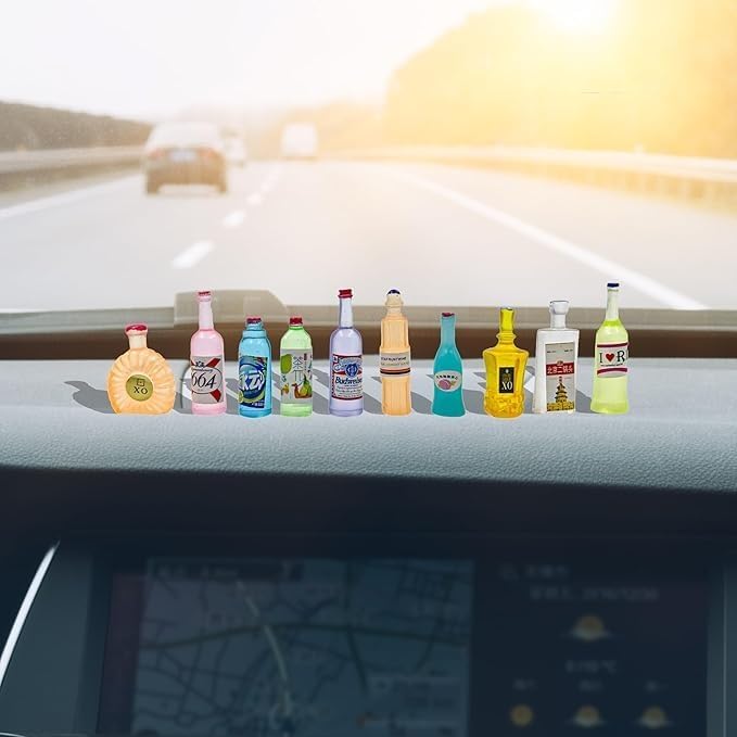 Image of YOURKARTS.COM Mini Showpiece for Car Dashboard, Office Desk, Home Decor, Unique Decoration for Car Interiors (Tiny Bottle), 10 cm