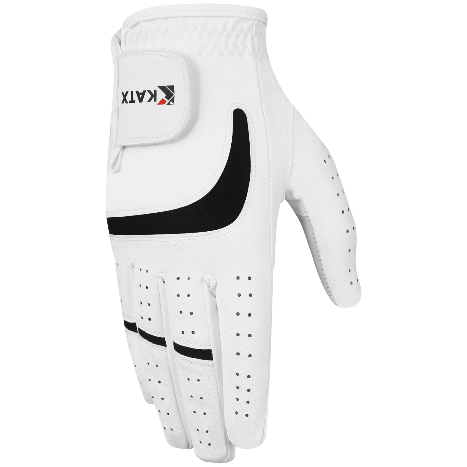Katx Men's Full Finger Golf Glove Durable Premium Leather Left Hand Right All Weather Spann Glove Stratus Tech Golf Glove Non Slip Flexible Golfing (M