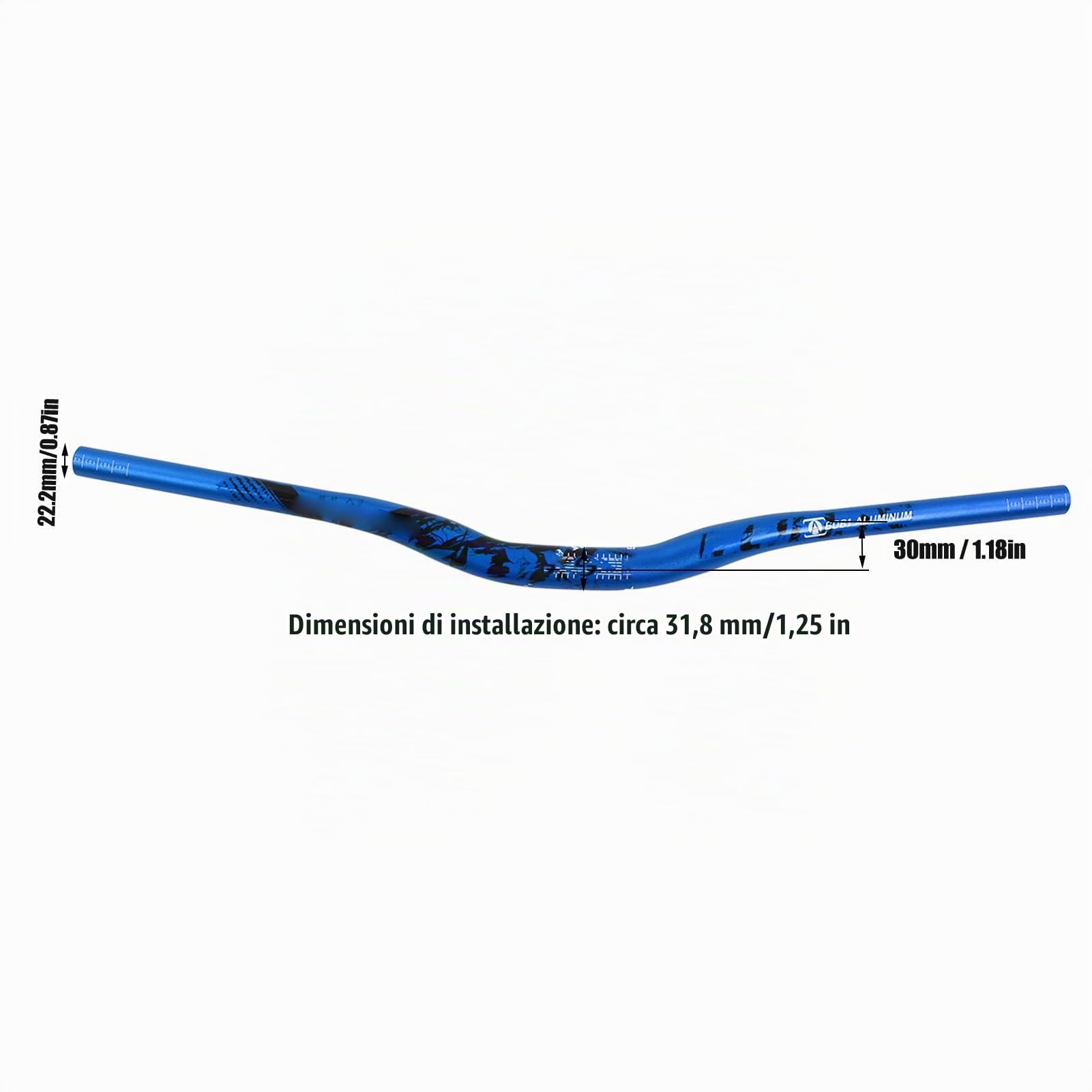 Manubrio per Bici, 31.8x720mm Manubrio Extra Lungo per Bici Manubrio per Bici in Lega di Alluminio Manubrio Adatto per la Maggior Parte delle Bici Bici da Strada BMX(Blu)