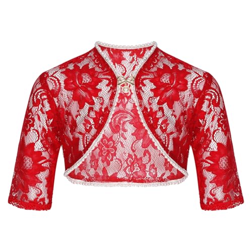 YiZYiF Kids Girls Lace Bolero Half Sleeve Wedding Shawl Shrug Cardigan Jacket Flower Girls Dress Coat