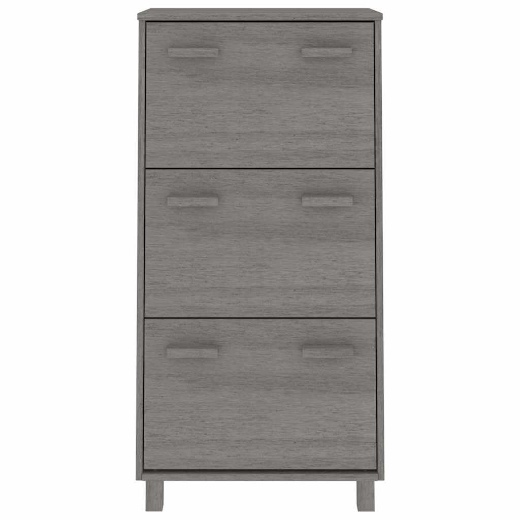 Szafka na buty HAMAR 59,5x35x117 cm lite drewno sosnowe jasnoszare