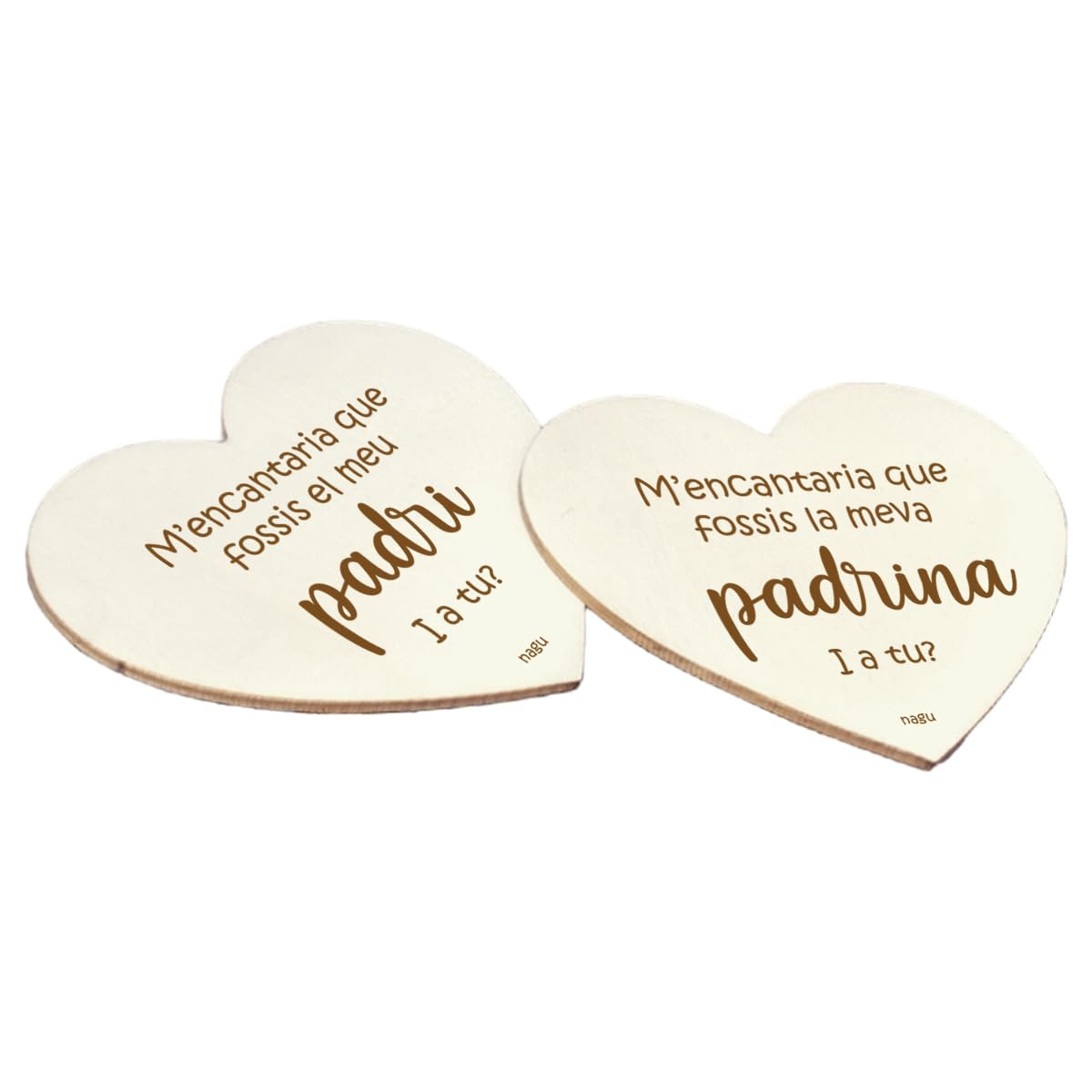 nagu® Corazón de madera con mensaje: Quieres ser mi madrina/padrino? Para anunciar embarazo y padrino o madrina de bautizo o de boda