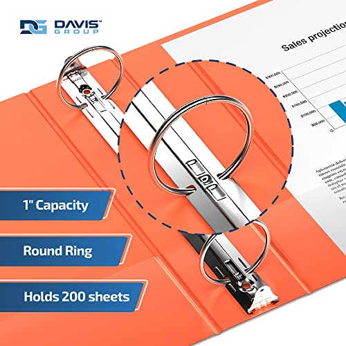 Image of Easyview 3-Ring Binder, Clear-View Cover, 1 inch Round Rings, Orange, 6 Pack | Heavy-duty binder, fits 8.5 inch x 11 inch paper, customizable cover, made in Canada, ideal for school or office use