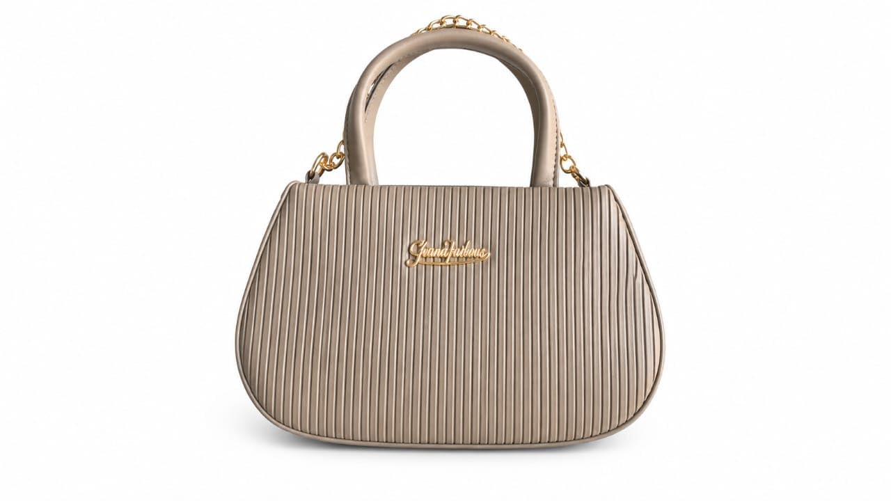 Women's Premium Pleated Handbag | PU Leather Top Handle Satchel Bag with Gold Chain Detail | Elegant Shoulder Purse for Office, Party, Shopping & Daily Use (Beige)-picture-21