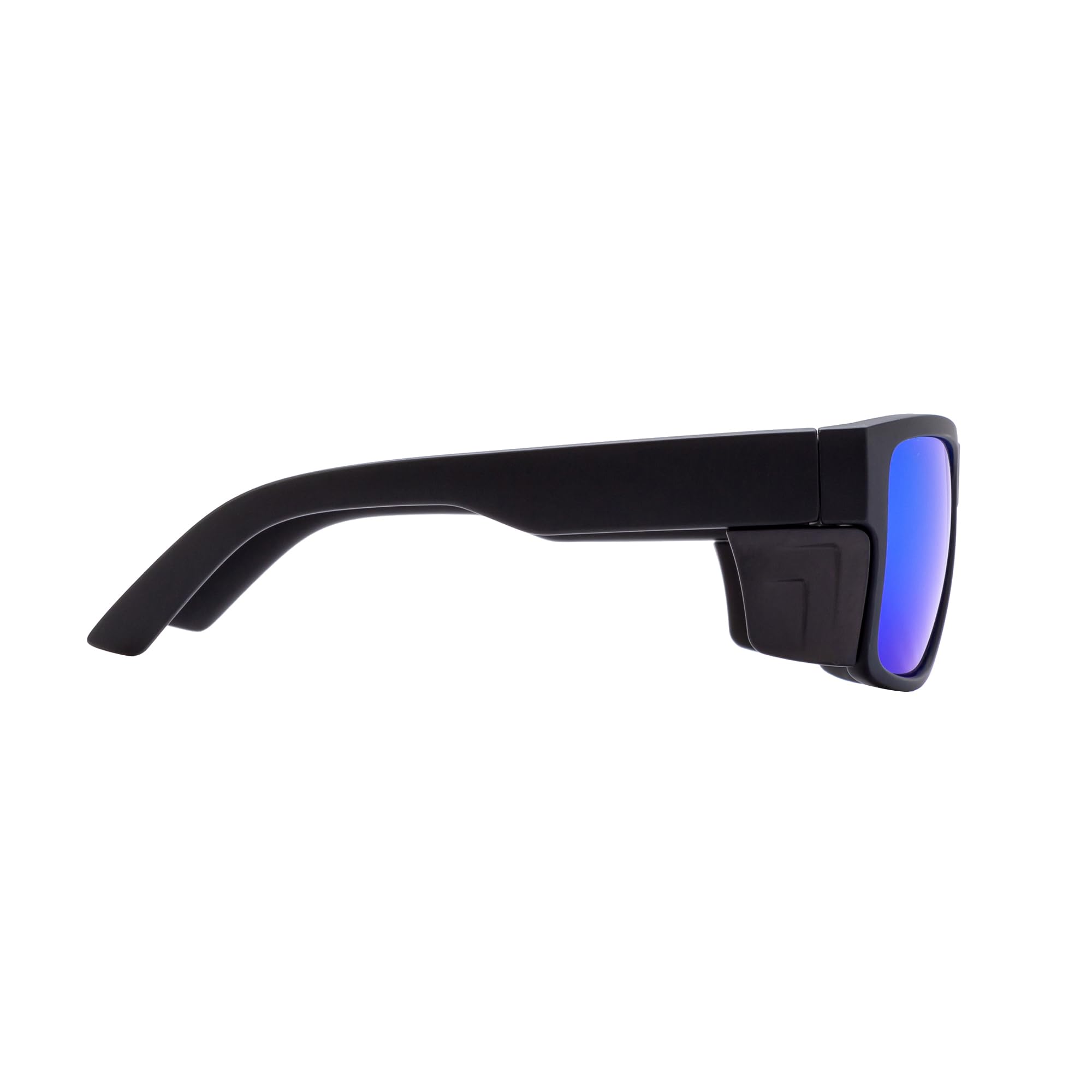 Gafas de sol de seguridad para hombre, color negro mate, polarizadas ANSI Z87+, protección UV, polarizadas de espejo azul, L = 141 mm, W = 145 mm