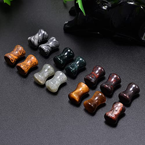 Cooear 14Pc 7 Pairs Stone Ear Plugs Double Flare Saddle Stretching Gauges Expander Stretchers 2G(6Mm)-5/8"(16Mm) #TOP3