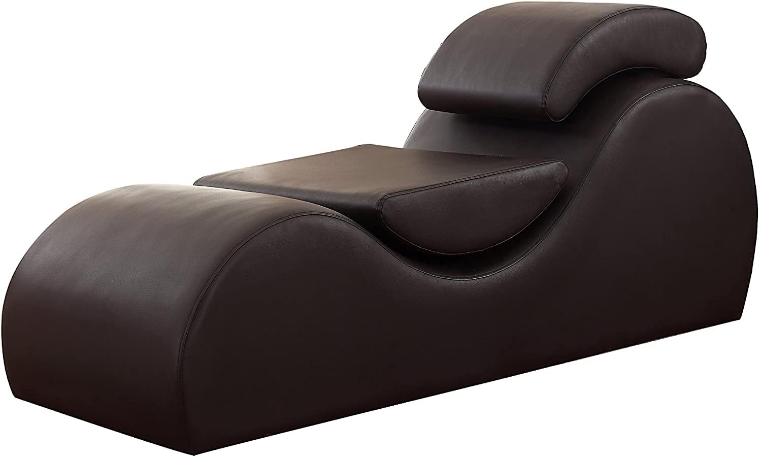 Container Furniture Direct Yoga Collection Modern Faux Leather Stretch Relaxation Living Room Chaise Lounge, Chocolate