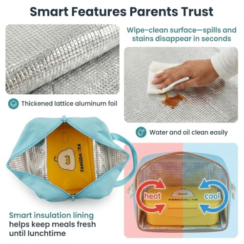 Image of Zibuyu Blue Penguin Lunch Bag, 4L Thermal Leakproof Tiffin Pouch for School