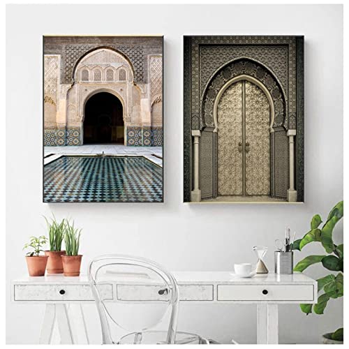 Affiche nordique Maroc lot de 2 toiles vintage de 50x70cm pour decoration murale de salon
