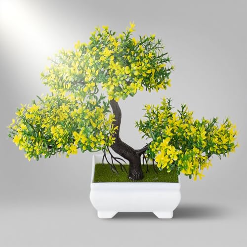 KLEHOPE Bonsai Baum Künstlich, Plastik-Künstlicher Bonsai, Realistischer Kunstpflanze Bonsais, Kleiner Künstlicher Bonsaibaum, mit Topf, für Wohnzimmer, Badezimmer, Schlafzimmer, Büro