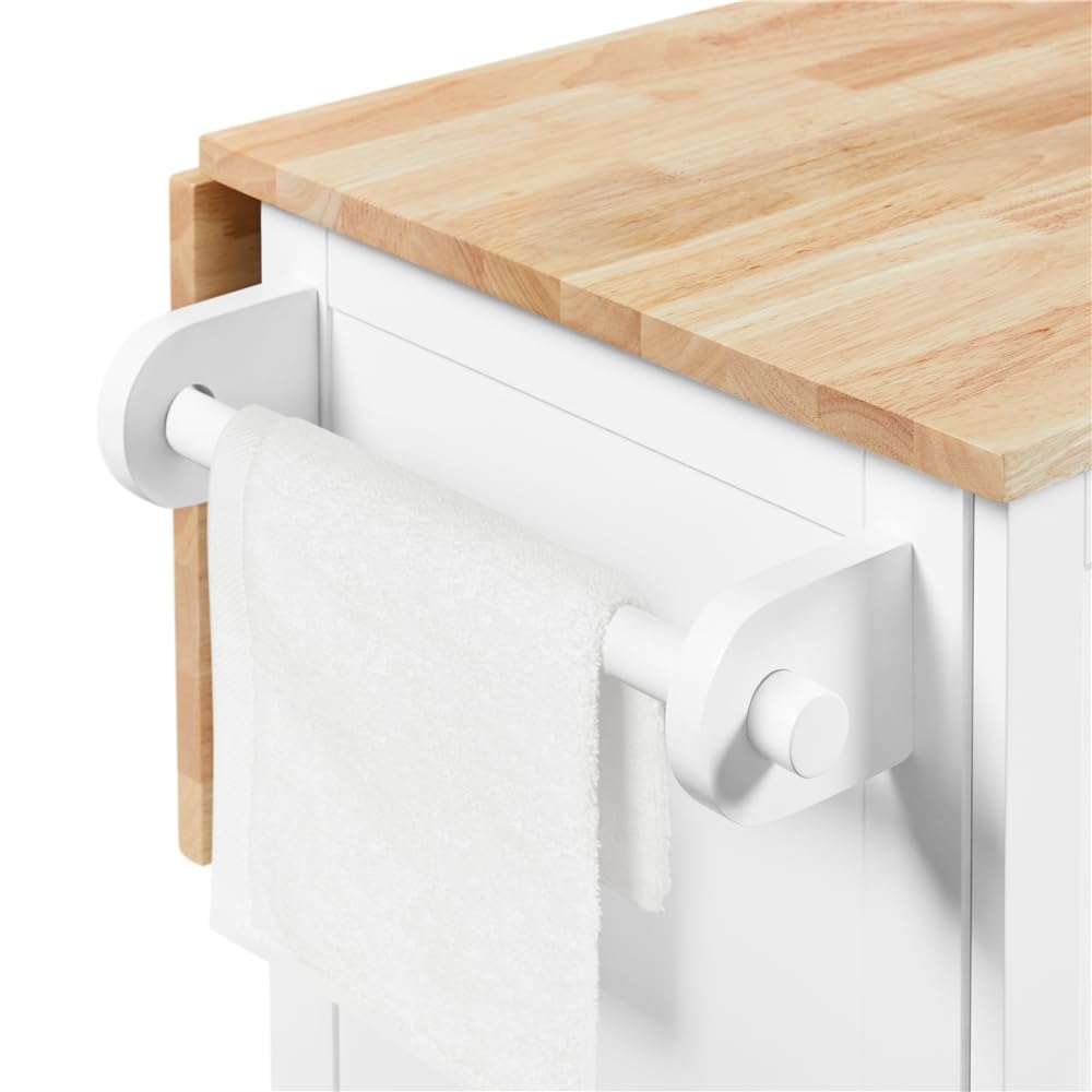 Yaheetech Carrello da Cucina con Ruote e Piano di Lavoro Pieghevole Credenza Salvaspazio per Microonde con Cassetti per Cucina o Sala da Pranzo 132,5 x 91,5 x 76 cm Bianco