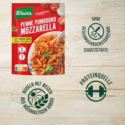 Knorr Spaghetteria Nudel-Fertiggericht Penne Pomodoro Mozzarella leckeres Nudelgericht fertig in 7 Minuten 2 Portionen – Bild 7