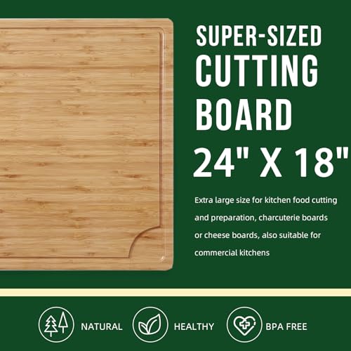 Tabla de cortar rectangular de bambú extra grande 24 in miniatura 2