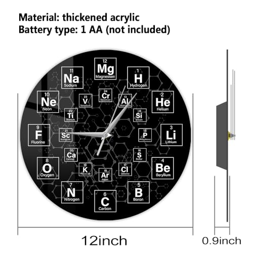 The Geeky Days Periodic Table of The Elements Chemical Symbols Silent Quartz Wall Clock Science Wall Art Decor Classroom Wall Watch Chemistry Teacher Gift - Image 3