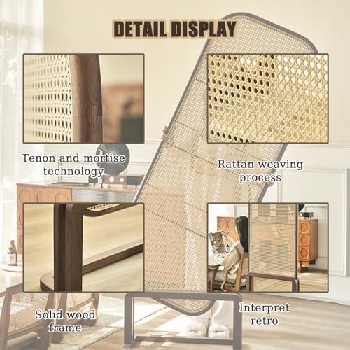 Hand-Woven Rattan Room Divider Panels, 70.8'' High Freestanding Privacy Screen, Temporary Separator for Bedroom, Elegant Space Creator, Stylish Home Decor