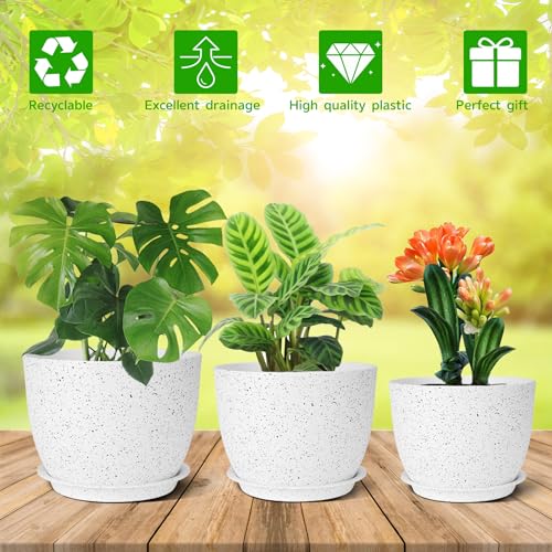 CSYY 25/23/20cm Plant Pots Indoor, Large Plastic Plant Pots - Image 4