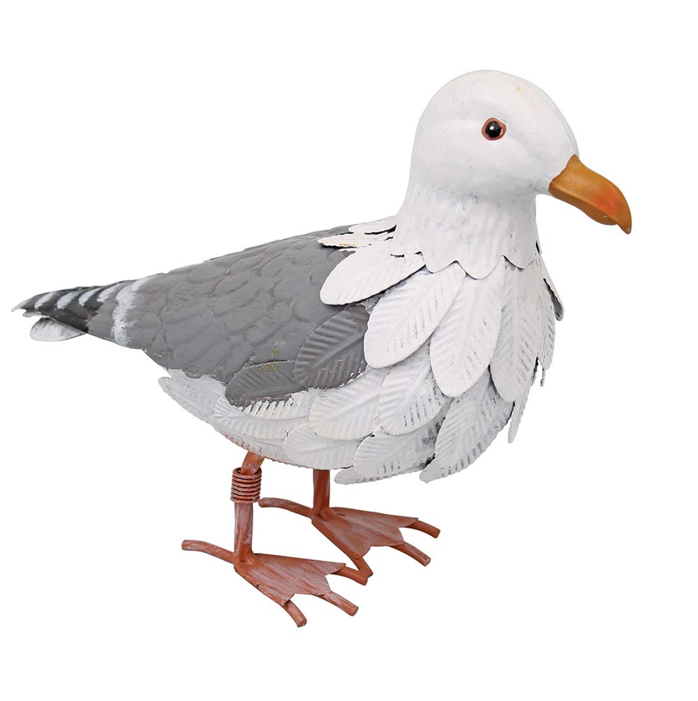 Primus Metal Seagull Garden Ornament Sculpture Gift, Hand Painted, 39 x 14 x 28 cm