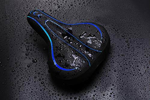 BLUEWIND Bike Seat, Most Comfortable Bicycle Seat Memory Foam Waterproof Bicycle Saddle - Dual Shock Absorbing - Best Stock Bicycle Seat Replacement for Mountain Bikes, Road Bikes (Blue)