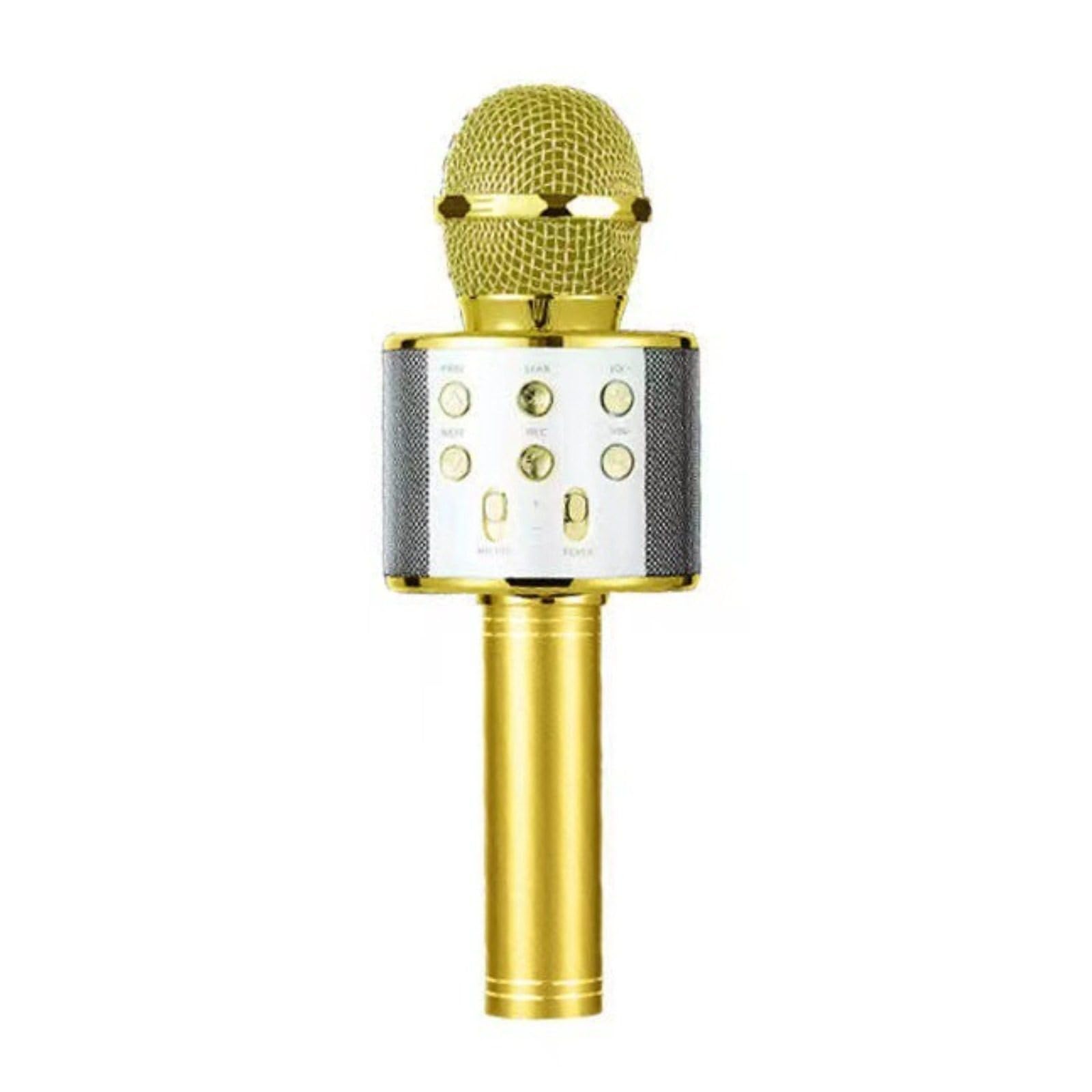 Wireless Bluetooth Karaoke Microphone, Built-in Loud Speaker Add Reverb/Duet Mode/Earbuds Monitoring, Portable Karaoke Machine for Entertainment & Singing Practice (Gold 2 Without Light,One Size)